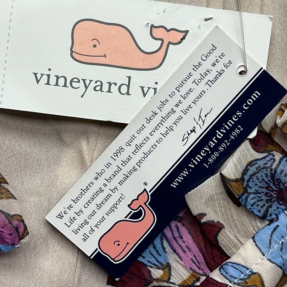 Vineyard Vines Women Blouse Floral Polyester M Ruffle Shoulder Boho Preppy - Picture 12 of 13